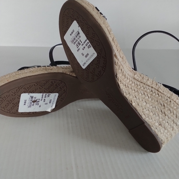 Charles by Charles David. Black Natural Nola Wedge Sandals 10M - Picture 4 of 12